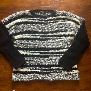 Ivanka Trump Women’s Black and White Fuzzy Sweater, Size XL